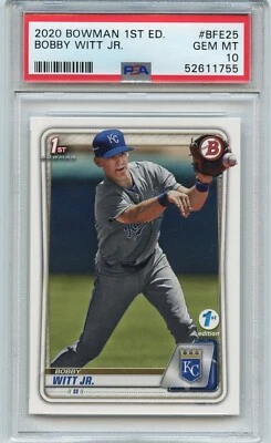 2020 BOWMAN BOBBY WITT JR 1st EDITION PSA 10 GEM MINT NON AUTO ROOKIE CARD! - Image 1 of 2