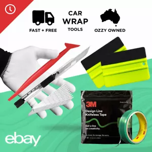 Car Wrap Glove Pro Squeegees Knife 3M Design Line Knifeless Finish Line Tape - Picture 1 of 7