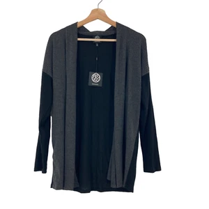 Bobeau Strickjacke Waffelstrick Color Block offen Nordstrom grau schwarz - Bild 1 von 6