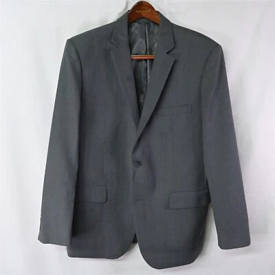 Pronto Uomo 44L | 36 x 32 Gray Hopsack Wool Blend 2Btn Mens Suit Jacket Pants - Image 1 of 4