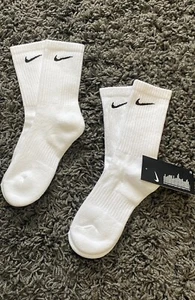 Nike Everyday White Crew Cushioned Cotton Socks Small Junior Children Woman Kids - Picture 1 of 7