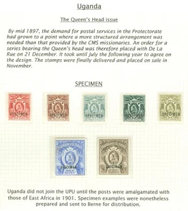 SG 84s-91s Uganda 1898-1902 set of 7, overprinted specimen. Fine fresh mounted.. - Picture 1 of 1