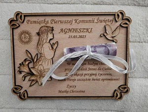 PERSONALIZOWANA KARTKA BON PAMIATKA PIERWSZA KOMUNIA SWIETA - Picture 1 of 4