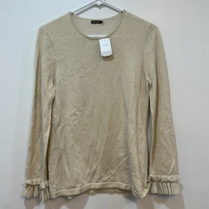 J Mclaughlin Womens Rayne Sweater Small Long Sleeve Metallic Holiday Ruffle NEW - Picture 1 of 6