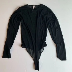 Auden transparenter schwarzer Netz Langarm Body - Größe XL - Bild 1 von 3