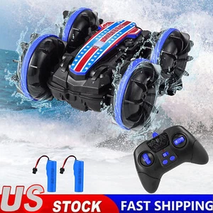 Remote Control Waterproof Car Boat Truck for Kids Land Water RC Stunt Car Toy US - Picture 1 of 9