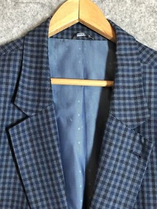 Oak Hill Blazer Men 3XL 54 56 Blue Check Sport Coat Jacket Business Casual - Picture 1 of 13