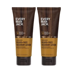 2 pack Every Man Jack Beard + Face Lotion SANDALWOOD Fragrance, 3.2 oz - 2 tubes - Picture 1 of 8