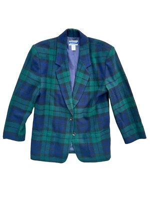 Blazer de lana Pendleton vintage para mujer talla grande azul/verde chaqueta a cuadros Foto 1 de 4