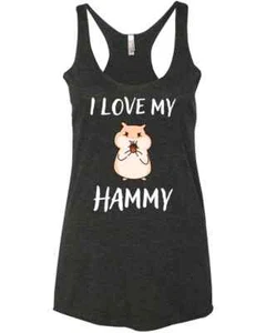 I Love My Hammy For Hamster Lovers Birthday Gift Friends Family New Racer Tank T - Picture 1 of 5