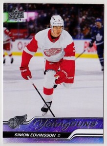 23-24 Upper Deck Simon Edvinsson Young Guns Rookie Detroit Red Wings RC 2023