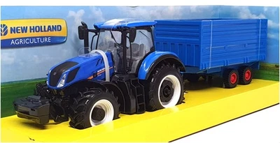 Burago 1/32 Scale 18-44067 - New Holland Tractor & Hay Trailer - Blue - Image 1 of 4