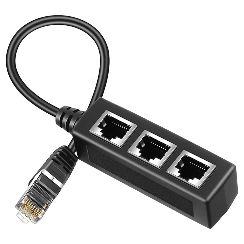 Adattatore Splitter Ethernet RJ45 Splitter Ethernet da 1 A 3 Nero 1 Pezzo O5M4 - Immagine 1 di 1