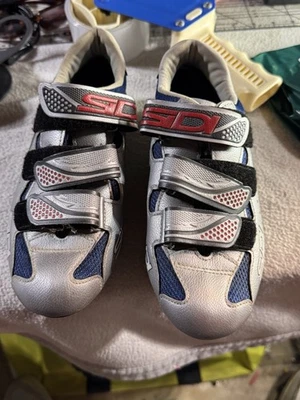 sidi 骑行鞋男式 40 码 US 7.5 意大利制造绑带灰色皮革 — 第 1/4 张图片