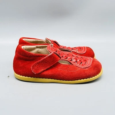 Sapatos Livie & Luca infantil menina 8 camurça vermelha Mary Jane tecido alça em T conforto infantil - Imagem 1 de 4