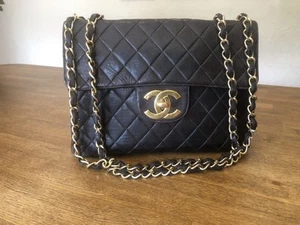 Vintage Chanel Black Quilted Jumbo Flap Bag - Picture 1 of 11