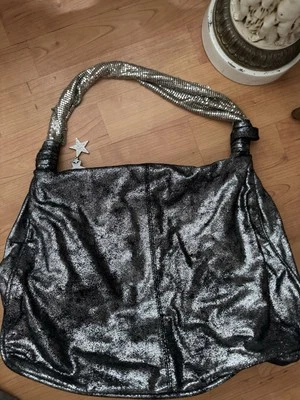 Beverly Feldman Black Leather Bag Mesh Strap - Image 1 of 4