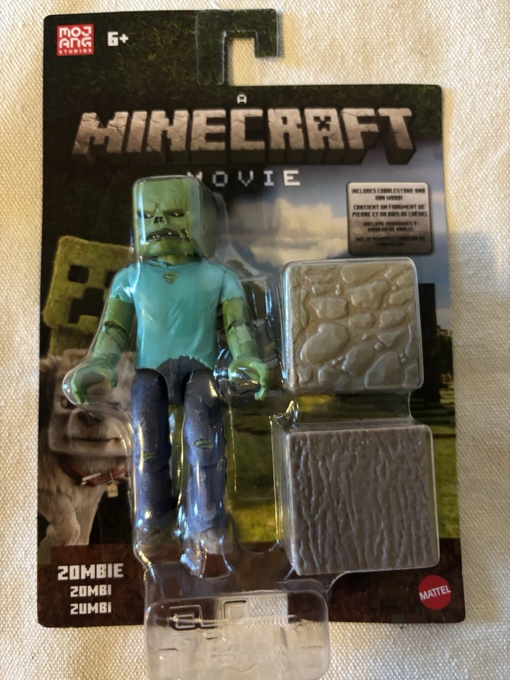 Boneco Mattel 2025 novo filme Minecraft zumbi paralelepípedo e bloco de madeira de carvalho 4" - Imagem 1 de 1