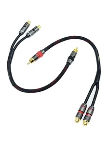 2 pack RCA Splitter 1ft Shielded Subwoofer Stereo Audio Video Cable 24K Gold - Picture 1 of 6