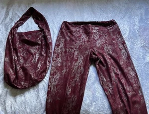 MOTTO Lovely Deep Red Snakeskin Print Stretch Pants + Matching Bag - Pants Sz:12 - Picture 1 of 8