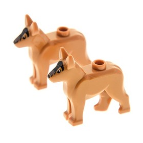 2x Lego Animal Dog City Shepherd Light Nougat Brown 4441 4614195 92586pb01