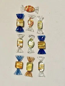 Murano Style Candy Pieces Vintage Glass Wrapped Art Glass - Lot of 10 - Picture 1 of 3