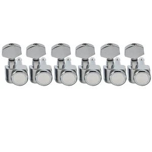 Musiclily Pro Chrome 6 Inline 2 Pin Guitar Locking Machine Heads Tuning Pegs Set - Picture 1 of 6
