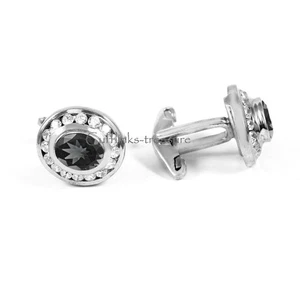 Natural Smoky Quartz & CZ Gemstone with 925 Sterling Silver Cufflinks For Men #9 - Picture 1 of 6