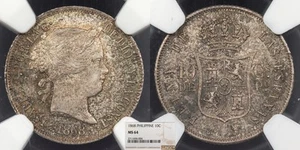 PHILIPPINES Isabel II 1868 10 Centavos NGC MS-64 - Picture 1 of 1