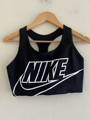 Sujetador deportivo Nike Swoosh negro con logotipo para mujer XL soporte deportivo Foto 1 de 4