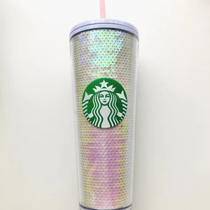 Starbucks Iridescent Sequin Glitter Tumbler SKU Holiday 2020 24oz Cold Cup Gift - Picture 1 of 12