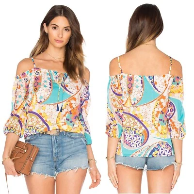 TRINA TURK Jillian 露肩丝绸氨纶弹力流苏小号 — 第 1/4 张图片