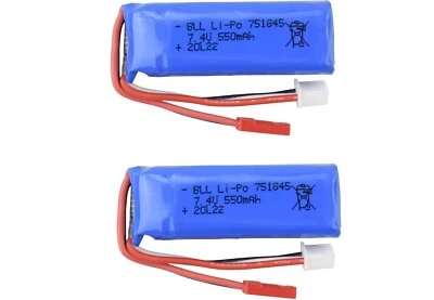 YUNIQUE GREEN-CLEAN-POWER 2x 7.4V 550mAh Lithium Akku 751845 für Wltoys K969 K979 K989 Blau