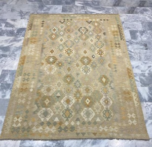 Alfombra Kilim Afghana Vintage Multicolor Lana Salón Azteca Kilim 200x290cm - Imagen 1 de 3