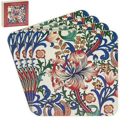 4er Set Untersetzer Golden Lily William Morris The Leonardo Collection England - Bild 1 von 3