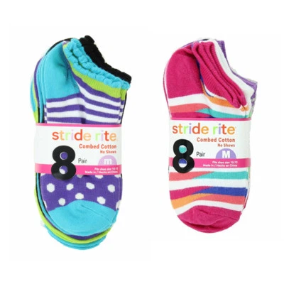 8 Pares Stride Rite Niñas Algodón No Show Calcetines Nuevo Zapato Talla 7-10 Elige Estilo Foto 1 de 4