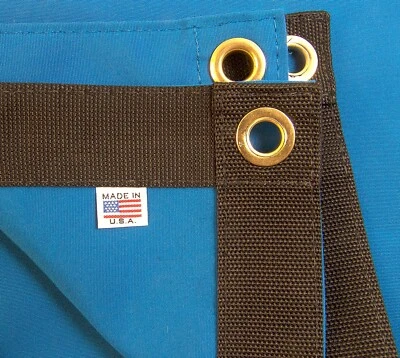 NORTHWEST TARP & CANVAS Sunbrella Tarp, Pacific Blue #6001 w/ Brass #4 Rolled Rim Spur Grommets