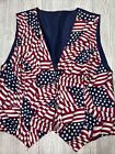 Unbranded American Flag Fourth of July Button Up Vest Teacher Womens SZ S