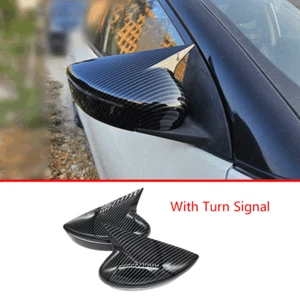 Carbon Fiber Ox Horn Rear View Mirror Cover Trim 2pcs For Nissan Kicks 2017-2024 - Picture 1 of 8