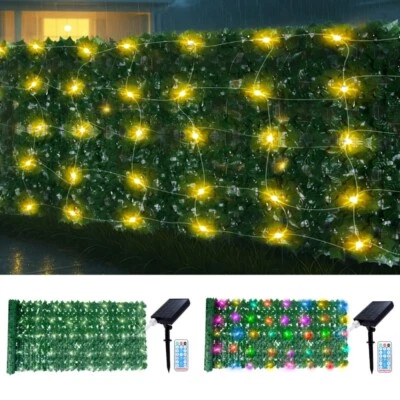 Künstliche Efeu Hecke Mit Solarlicht Sichtschutz Balkonverkleidung Blätterzaun - Bild 1 von 4