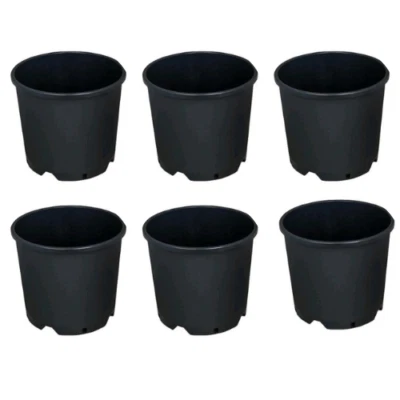 Vaso robusto in plastica rotondo nero set 6 vasi per piante e fiori capacità 15L - Image 1 of 2