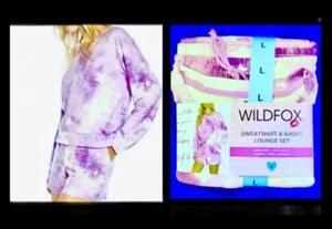 WILDFOX Sweatshirt & Short SET LOUNGE WEAR /PAJAMAS Super Soft SIZE L (14-16) - Picture 1 of 12