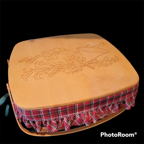 Longaberger Picnic Pie Basket Lid Protector Cloth Insert Plaid Holiday Christmas Cover