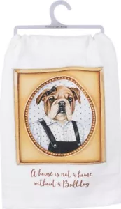 primitive by kathy Dish Towel - Bulldog - Picture 1 of 1