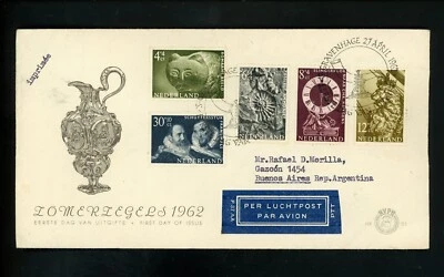 Postal History Netherlands FDC #B363-B367 Museum artifacts cat clock 1962 - Image 1 of 2
