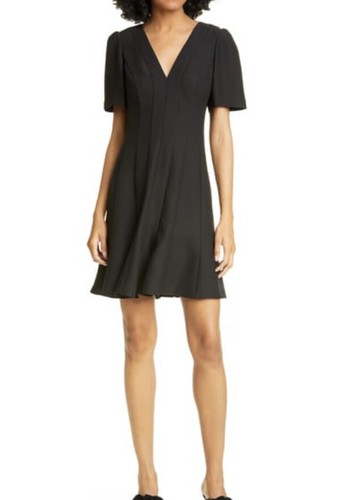 Kate Spade New York Panel Crepe A line Solid Black Dress $348 Womens Size 6