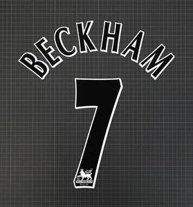 BECKHAM #7 1997-2007 Nome nero taglia giocatore Premier League Lextra - Foto 1 di 2