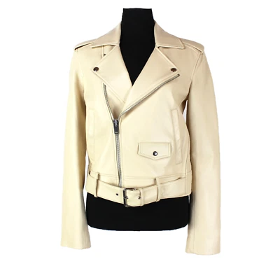 Chaqueta Theory Casual Point Moto NUEVA Nappa Pergamino Cordero Cuero Motociclista Talla S Foto 1 de 4