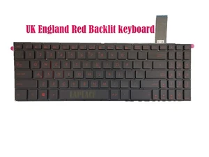 Teclado con retroiluminación roja del Reino Unido para Asus F570Z/F570ZD/F570U/F570UD 0KNB0-5603UK00 - Imagen 1 de 1