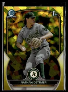 Bowman 2023 cromo zafiro amarillo Nathan Dettmer/75 Oakland Athletics #146 - Imagen 1 de 2